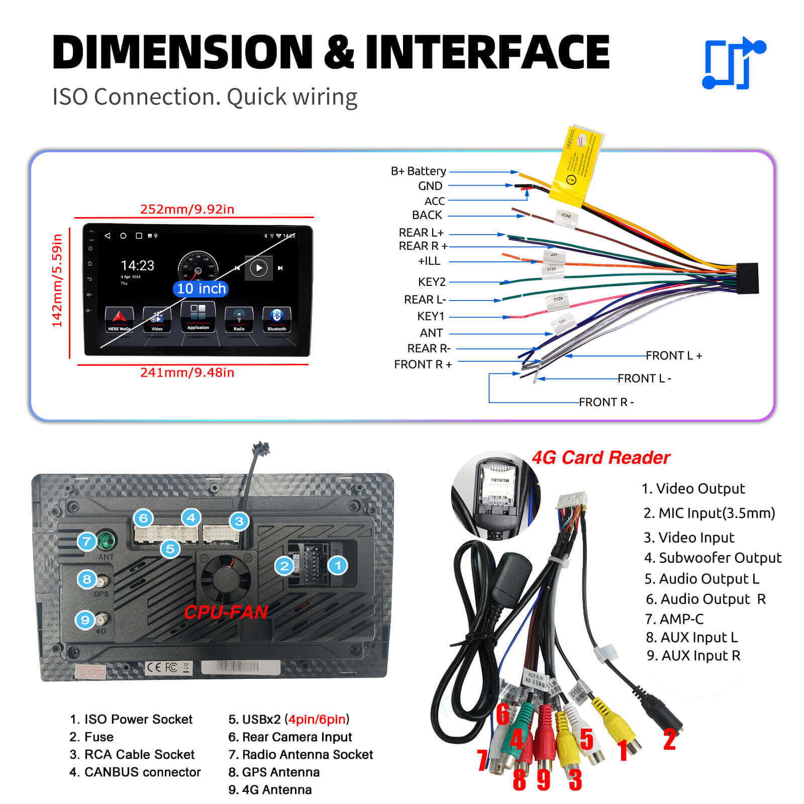 ESSGOO AR9001 2-DIN Autoradio 9 Zoll Android 15 IPS