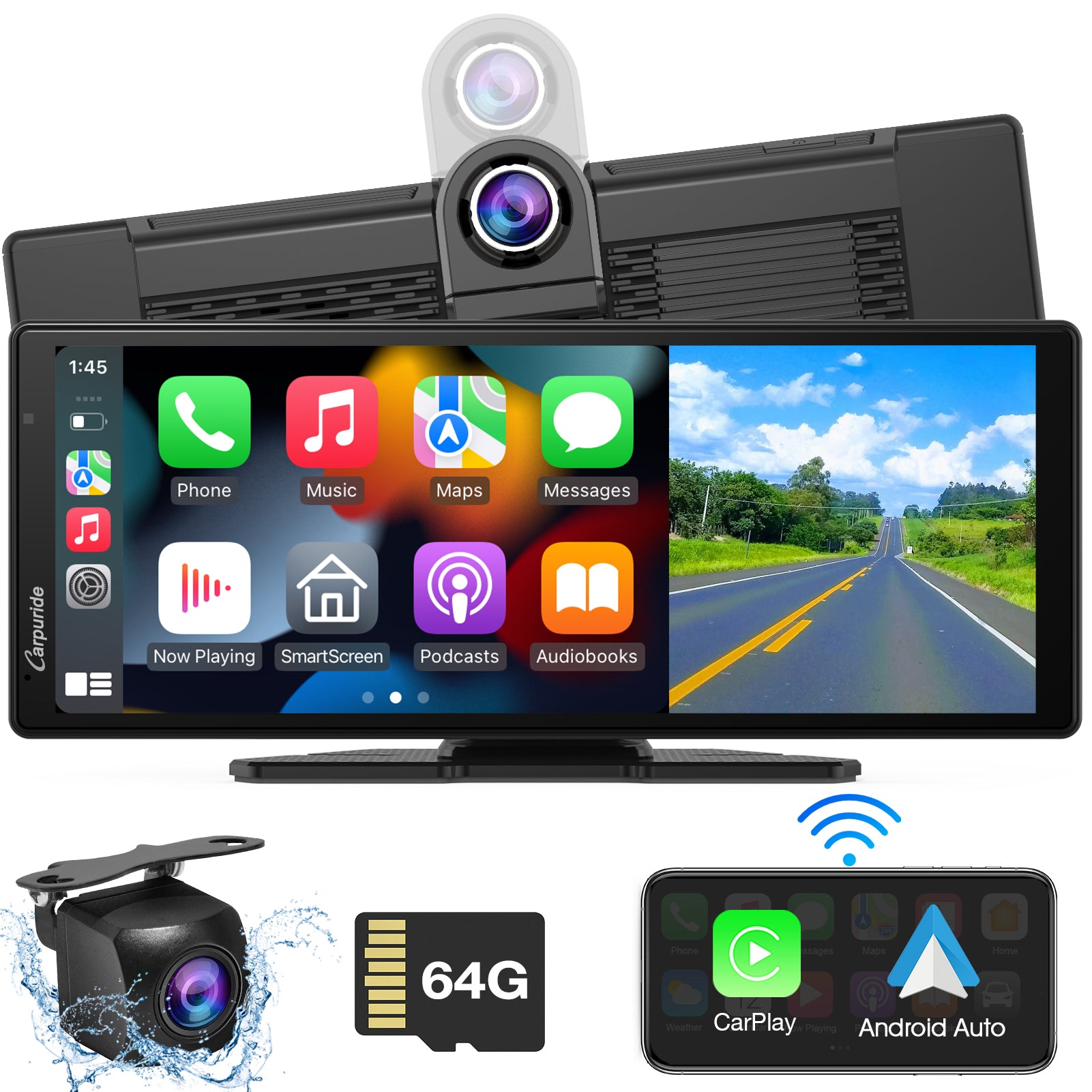 Carpuride W903 9,3 Zoll CarPlay Display Dual Dashcam DVR FM AUX