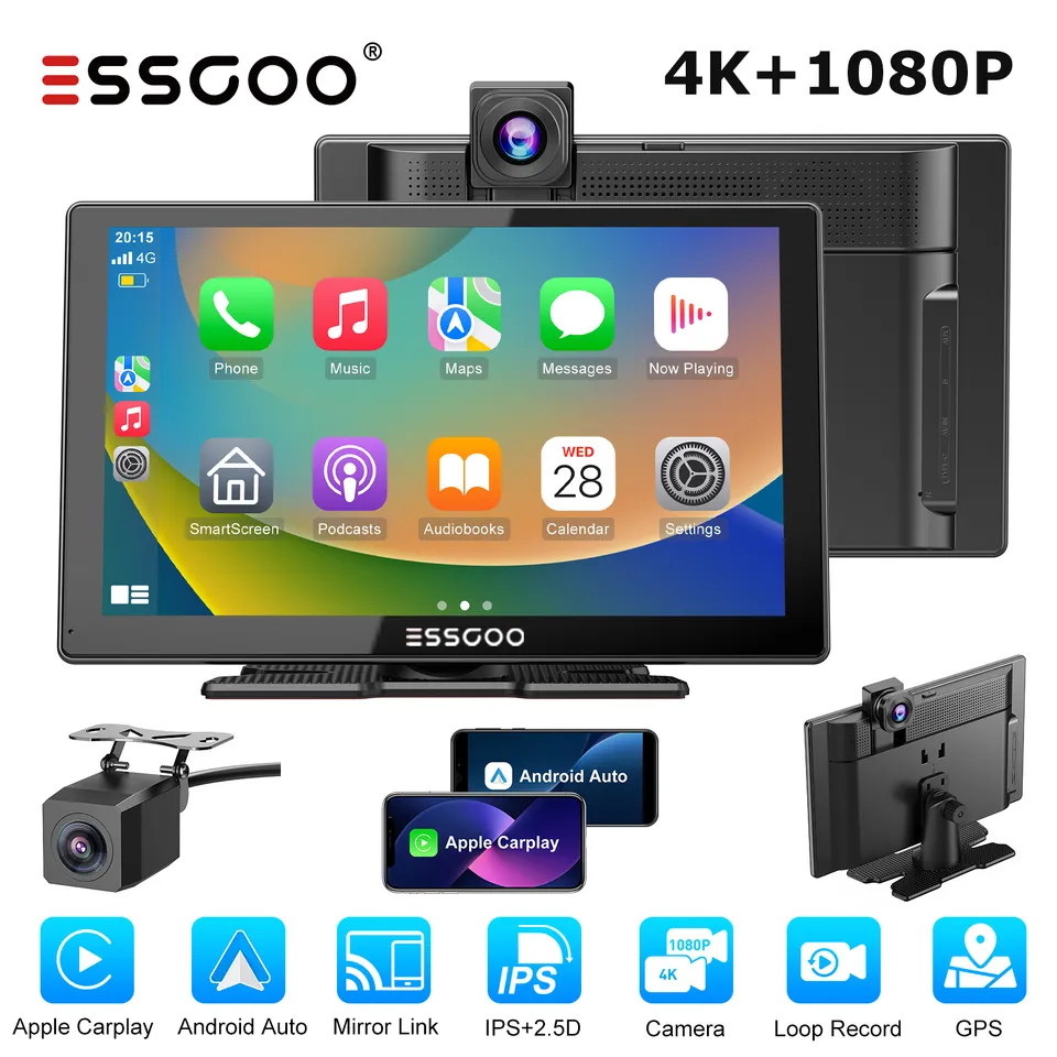 ESSGOO Dash Cam CarPlay E52 9 Zoll Display mit 4K Dashcam