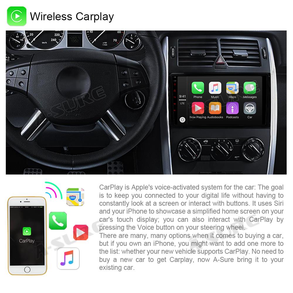 A-Sure GPS Mercedes W169 W245 Autoradio 9 Zoll CarPlay