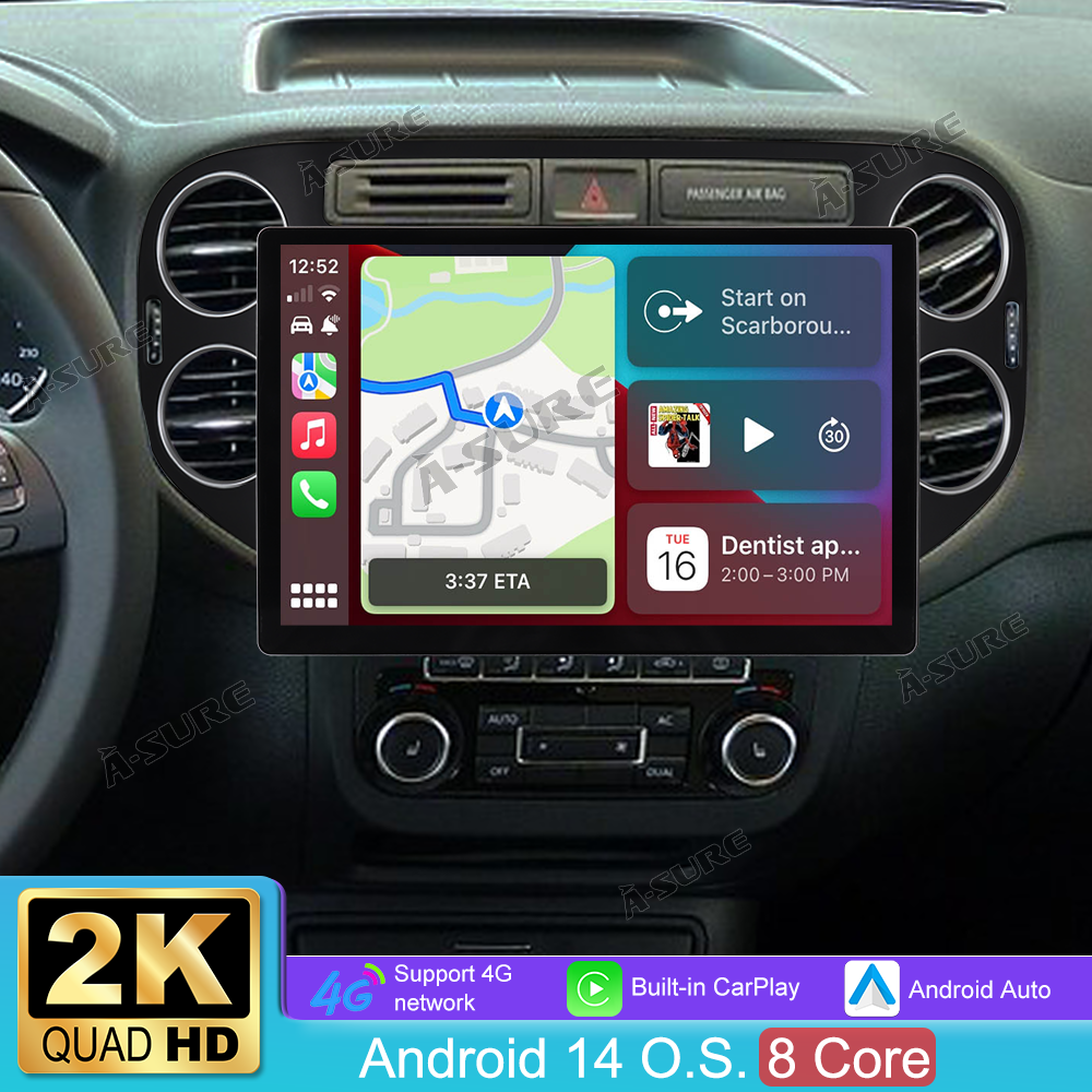 A-Sure GPS Autoradio VW Tiguan CarPlay 4+64GB 13,1 Zoll