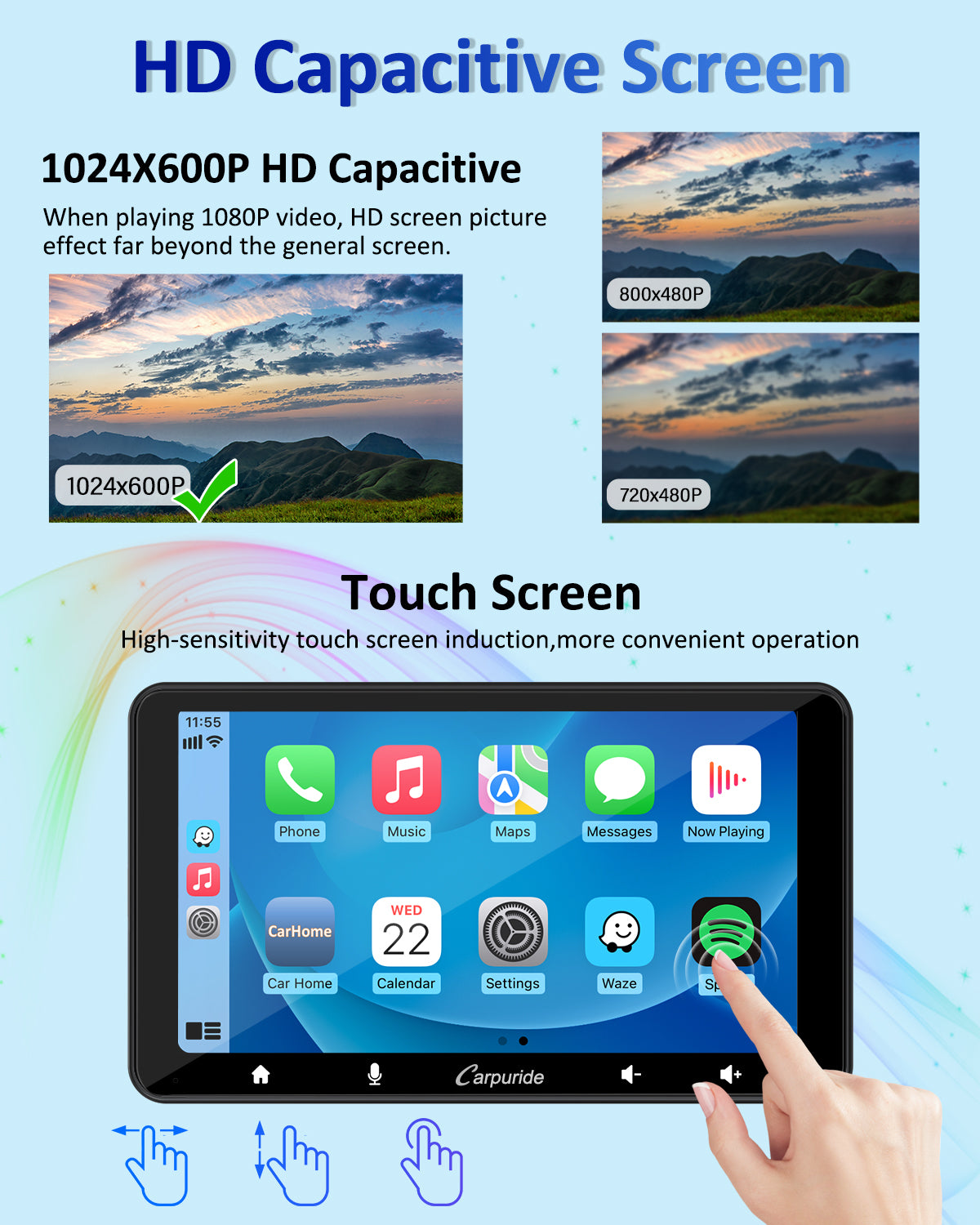 Carpuride Car Smart Stereo W708 CarPlay-Display 7-Zoll