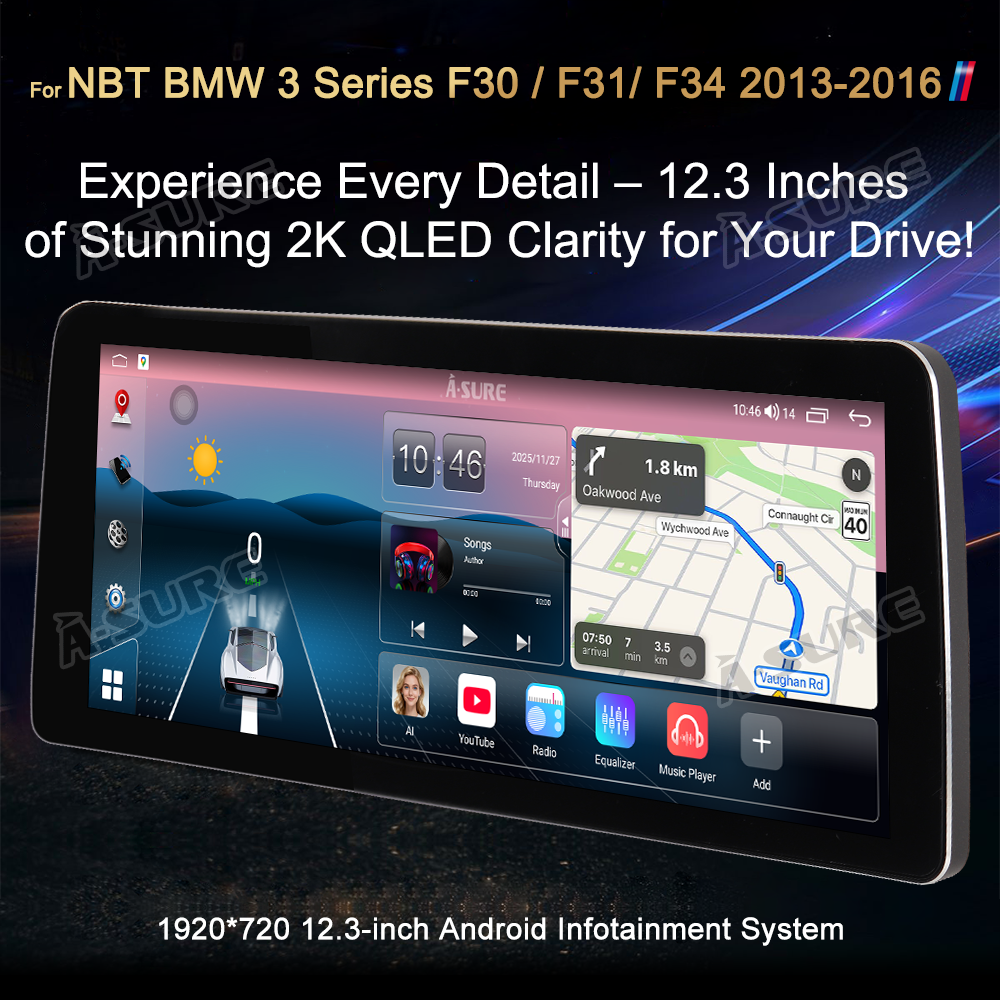 A-Sure GPS 12,3 Zoll Autoradio BMW F30 NBT 4+64GB CarPlay