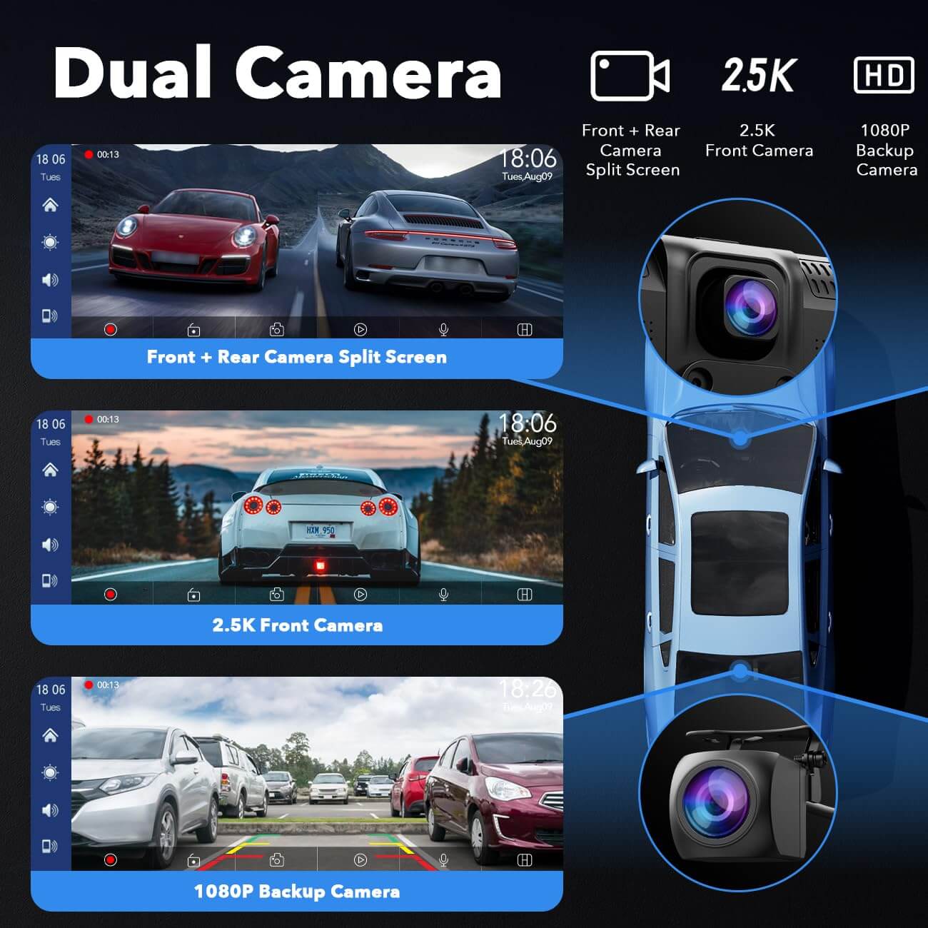 LAMTTO RC06 CarPlay Display 9,26 Zoll Dual Kamera