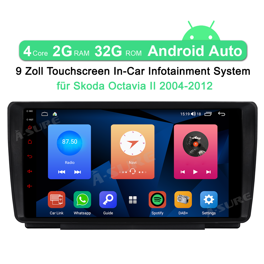 A-Sure GPS 9 Zoll Android 11 Autoradio Octavia Yeti 2+32GB