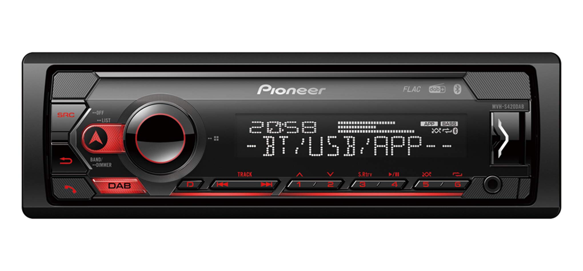 Pioneer MVH-S420DAB Autoradio 1-DIN DAB+ Bluetooth Antenne rot