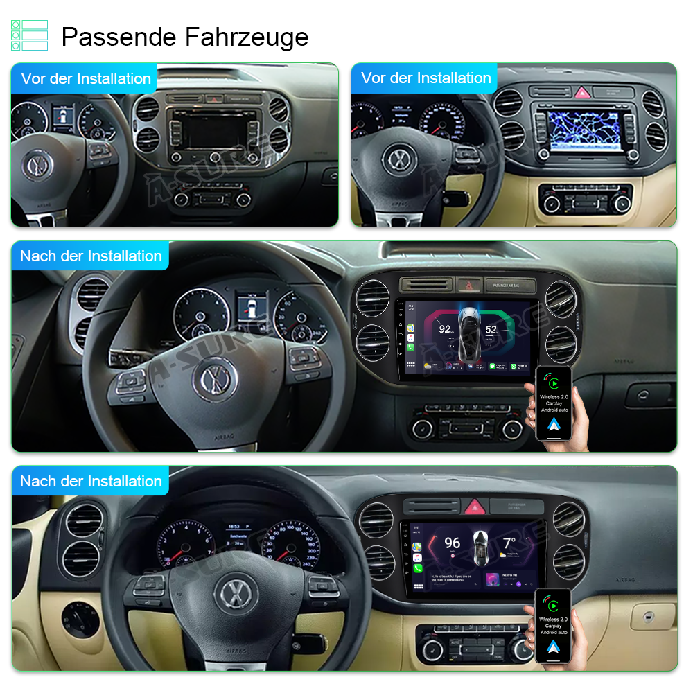 A-Sure GPS Autoradio VW Golf Plus Tiguan 2+32GB DAB+