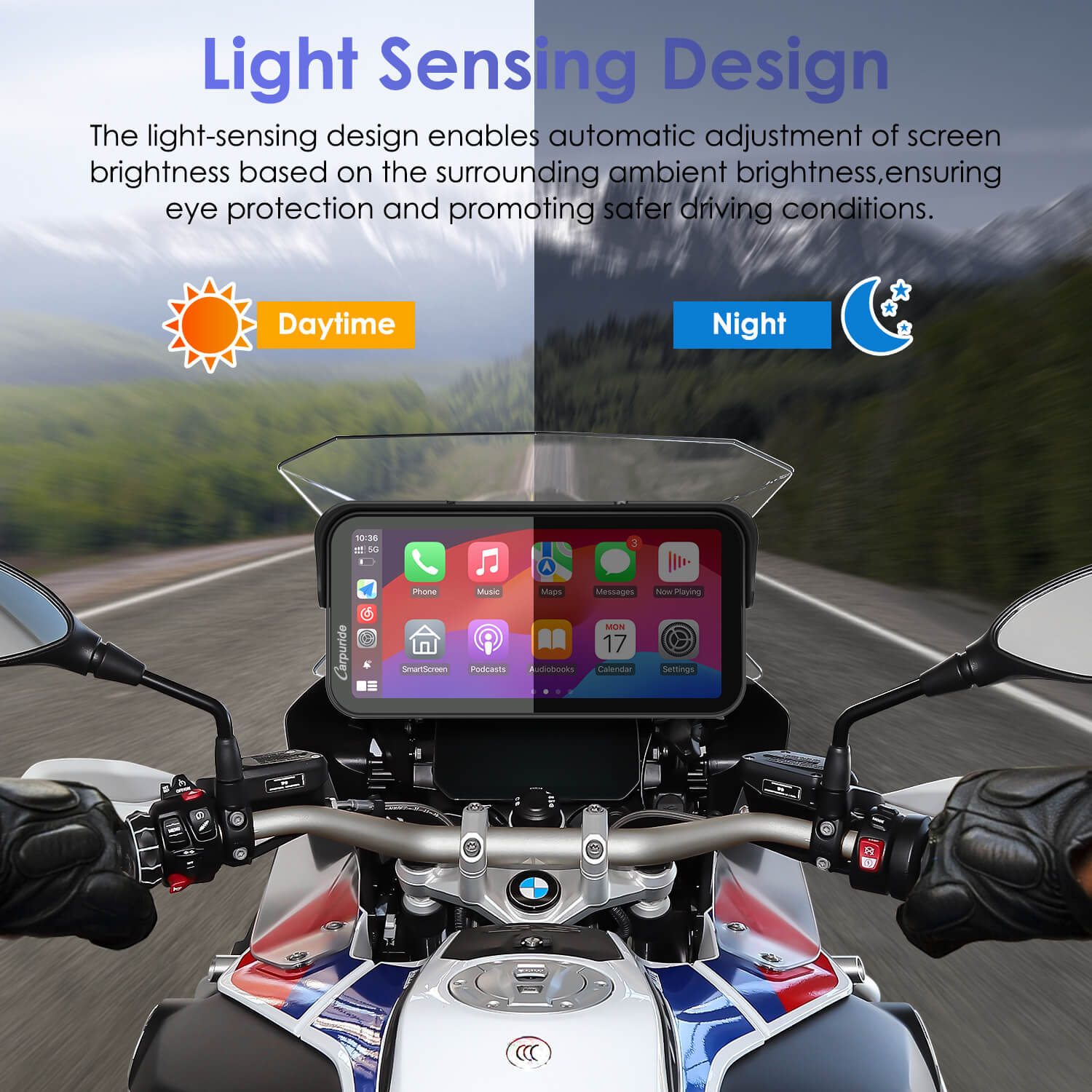 Carpuride W603B Motorrad CarPlay-Display BMW IP67 Controller