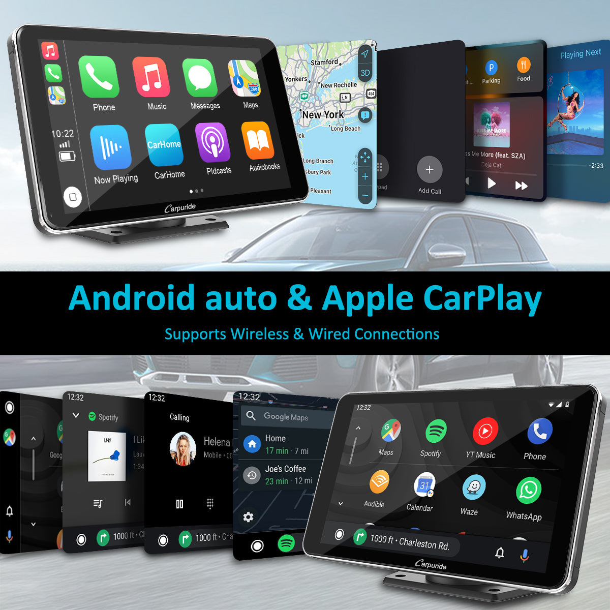 Carpuride Car Smart Stereo Display 7 Zoll CarPlay silber