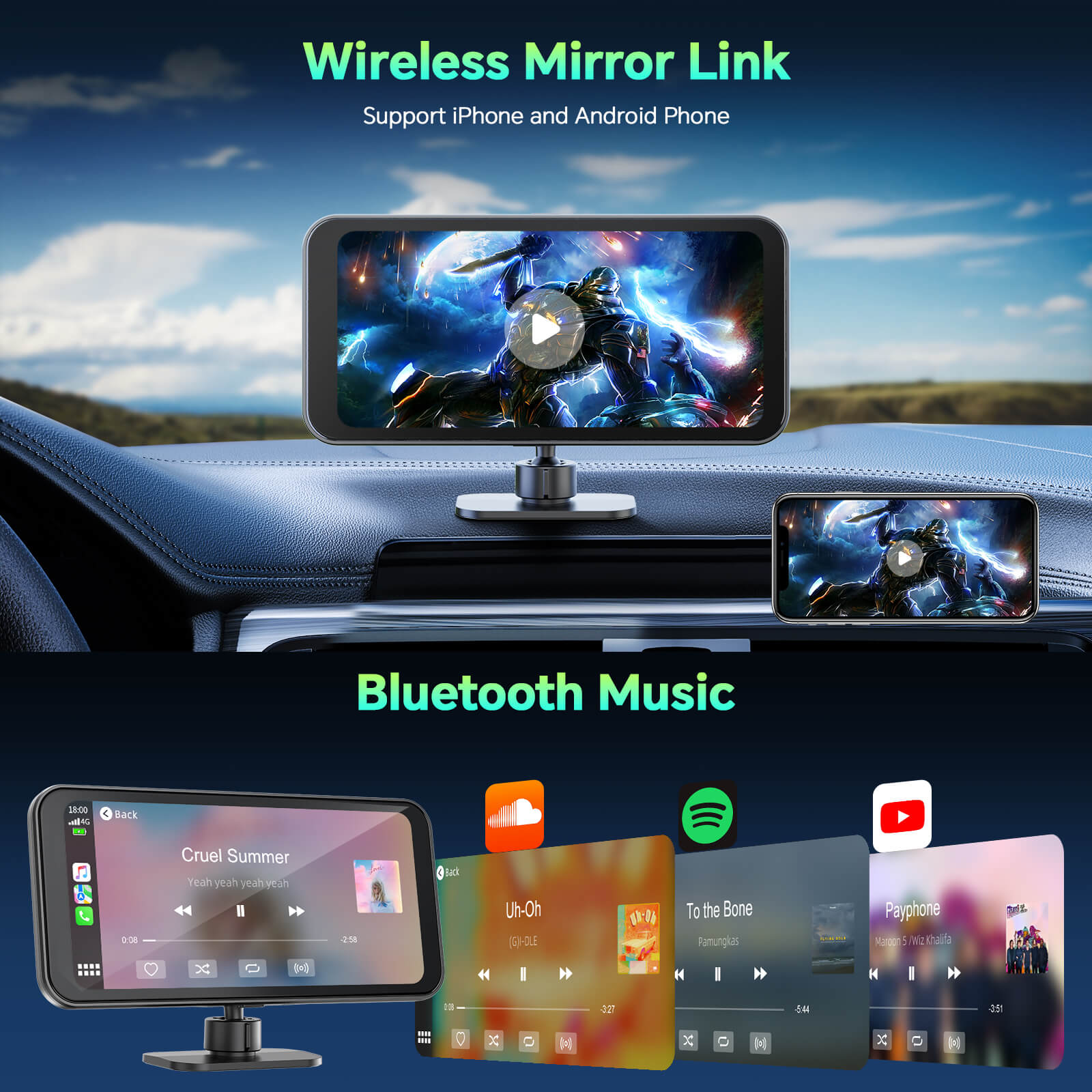 LAMTTO RC11 CarPlay Display 6,25 Zoll 4K Dashcam