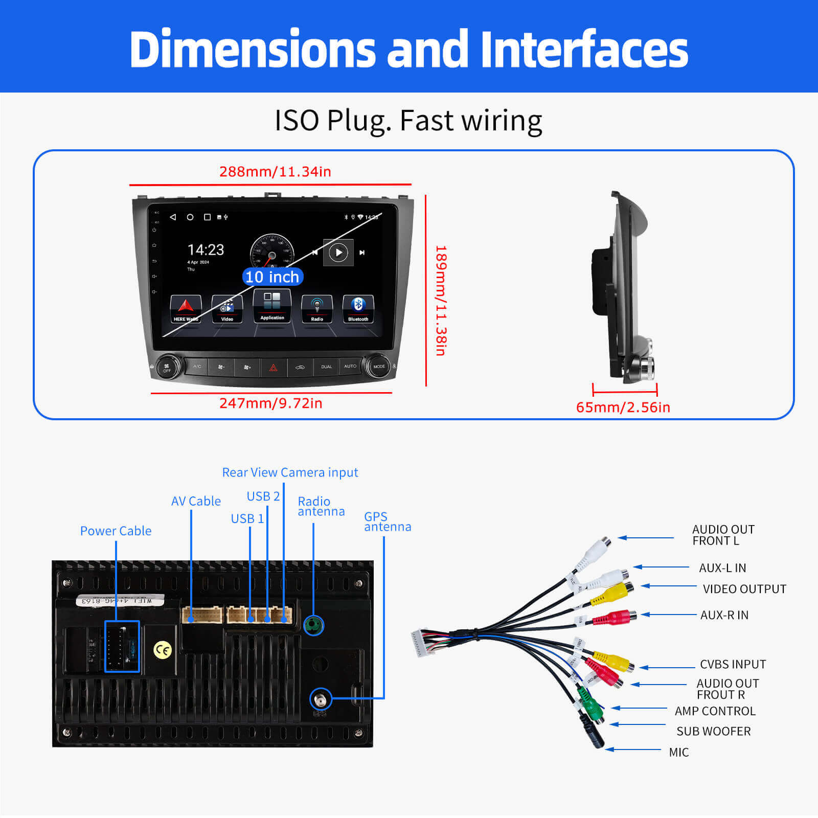 ESSGOO Car Stereo AR1001 Autoradio 10 Zoll für Lexus IS Android 14