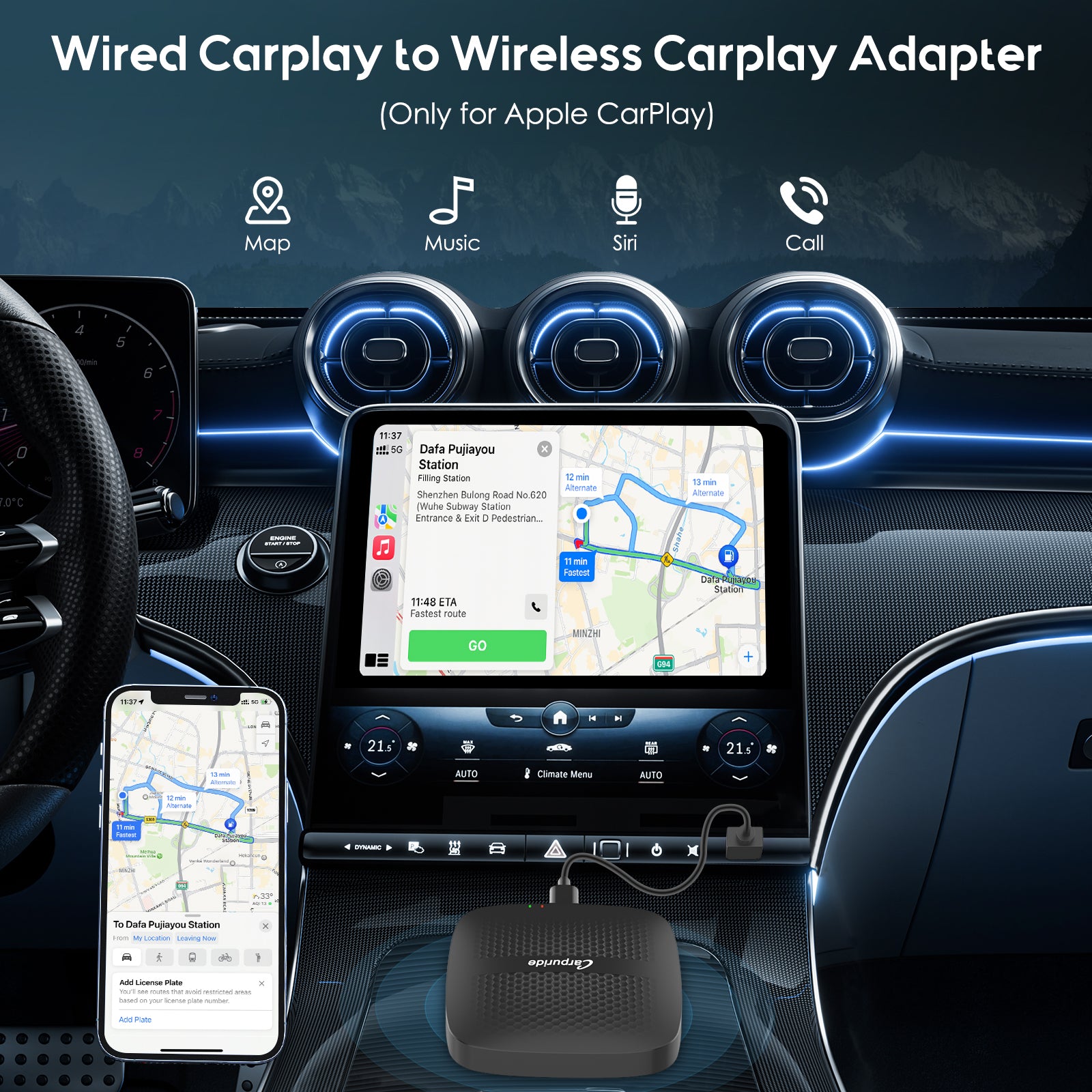 Carpuride Car Smart Stereo H02 Magic Box Adapter Wireless CarPlay