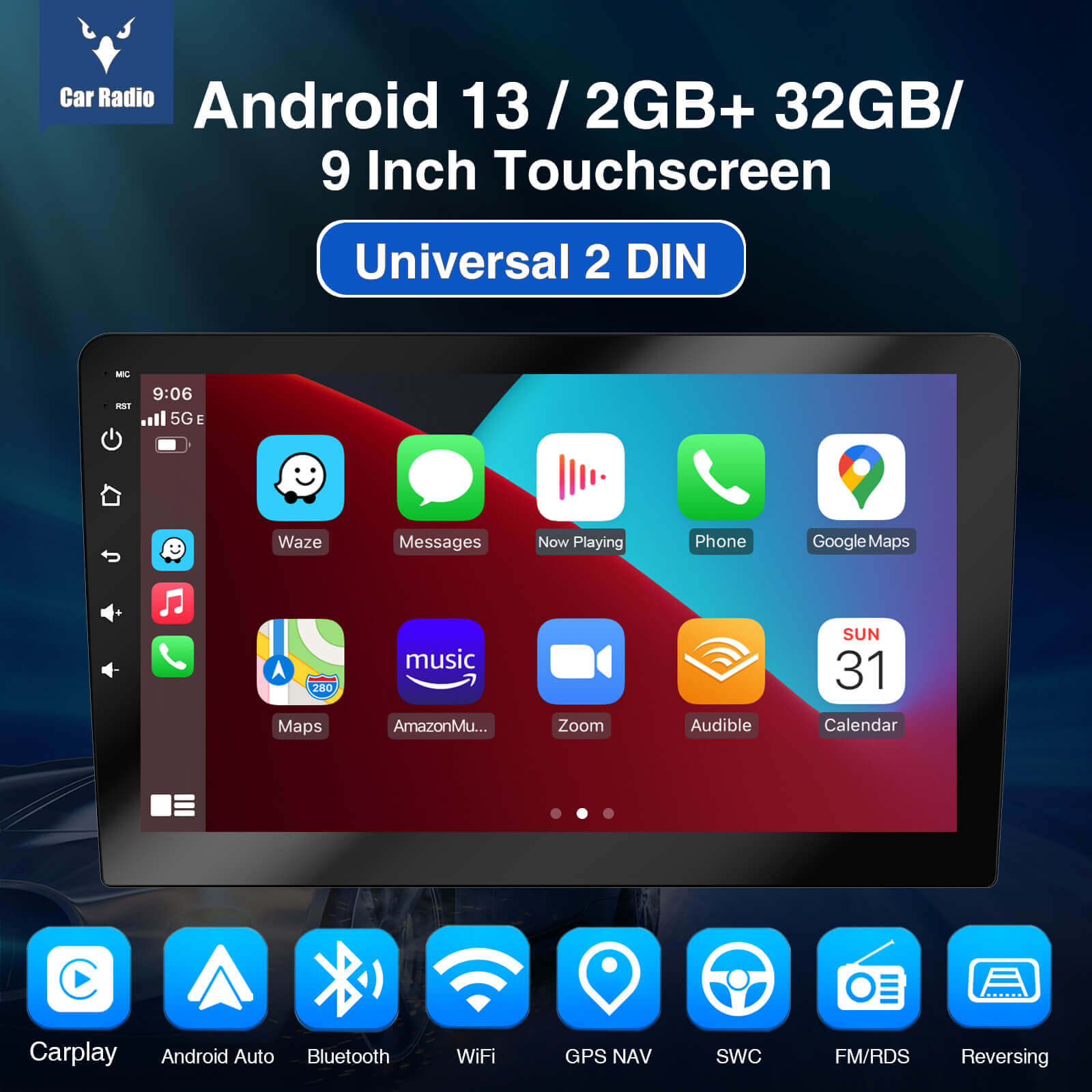 ESSGOO AR9001 2 DIN Autoradio Bluetooth RDS MP5 Player