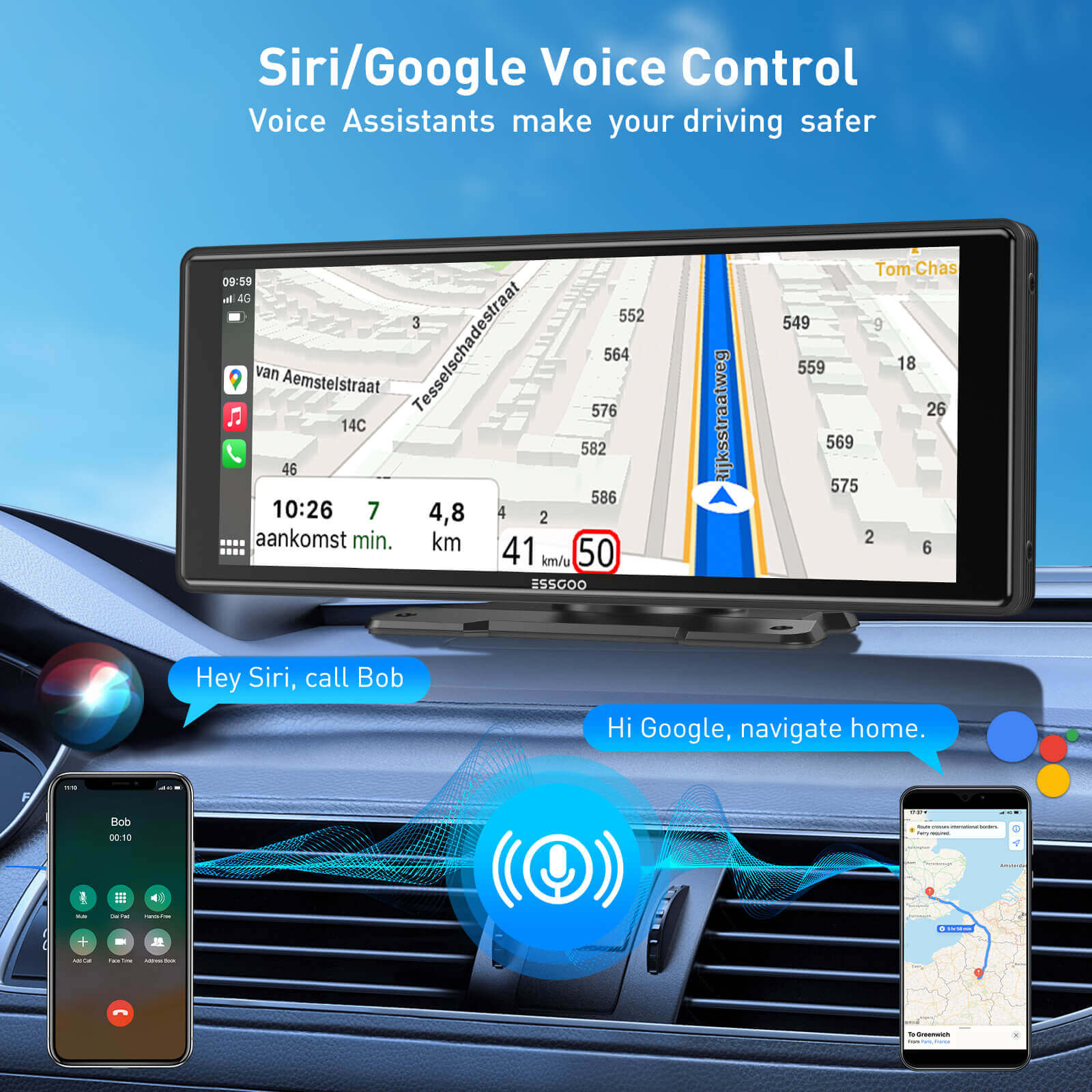 ESSGOO TS0001 CarPlay-Display 10,26 Zoll Portable Wireless