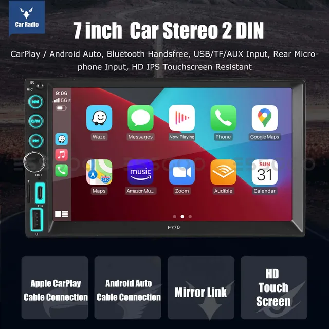 ESSGOO Car Stereo F770W 2 DIN Autoradio 7 Zoll Touchscreen