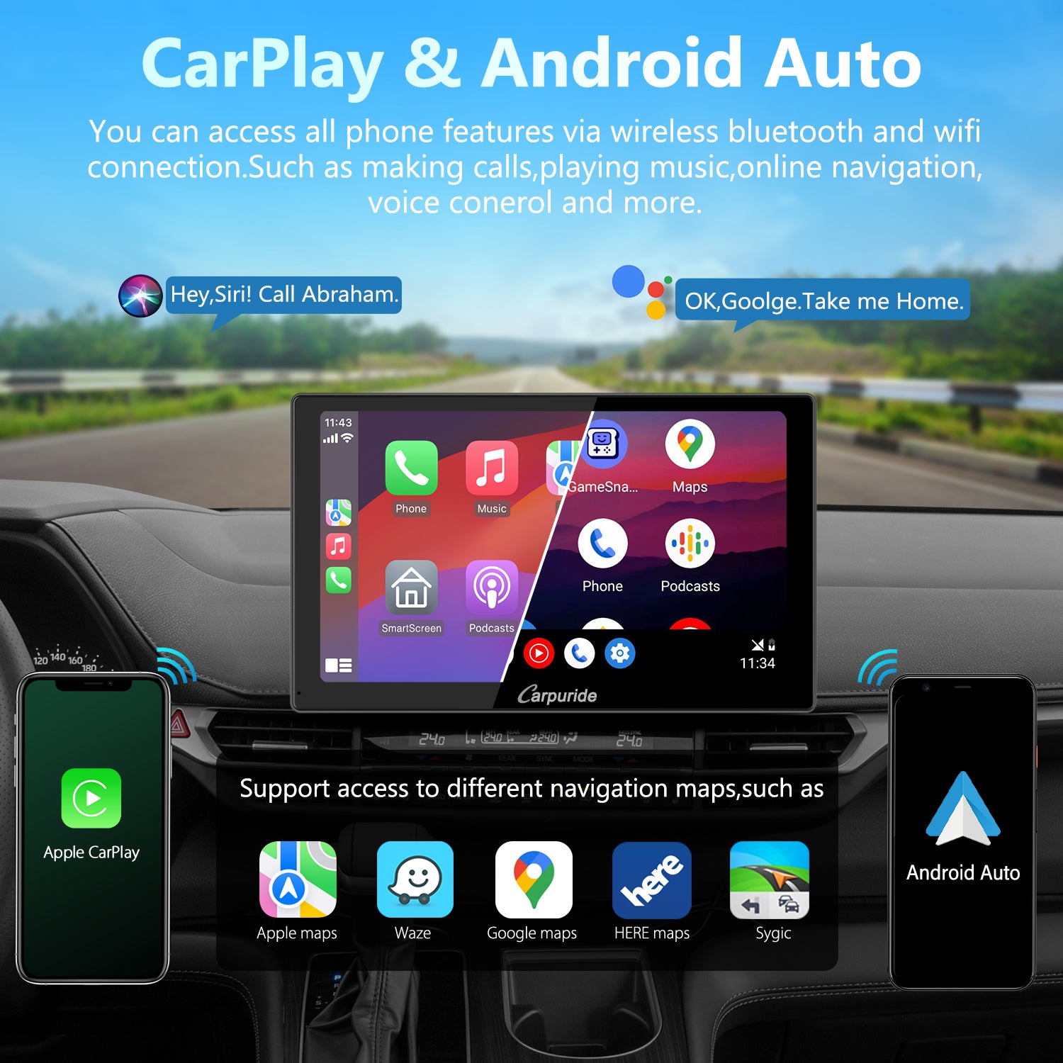 Carpuride Car Smart Stereo C98 CarPlay-Display 9 Zoll