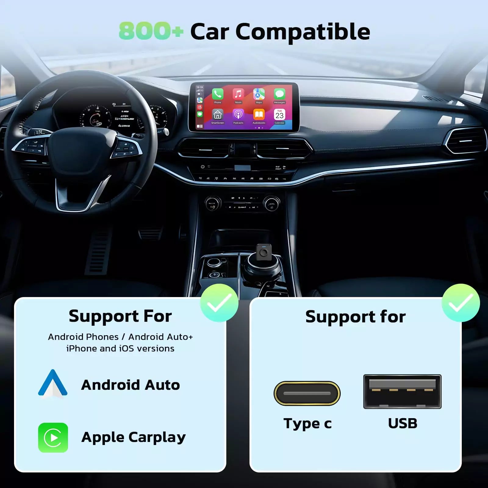 LAMTTO RC24 Adapter Wireless CarPlay Android mit OTA